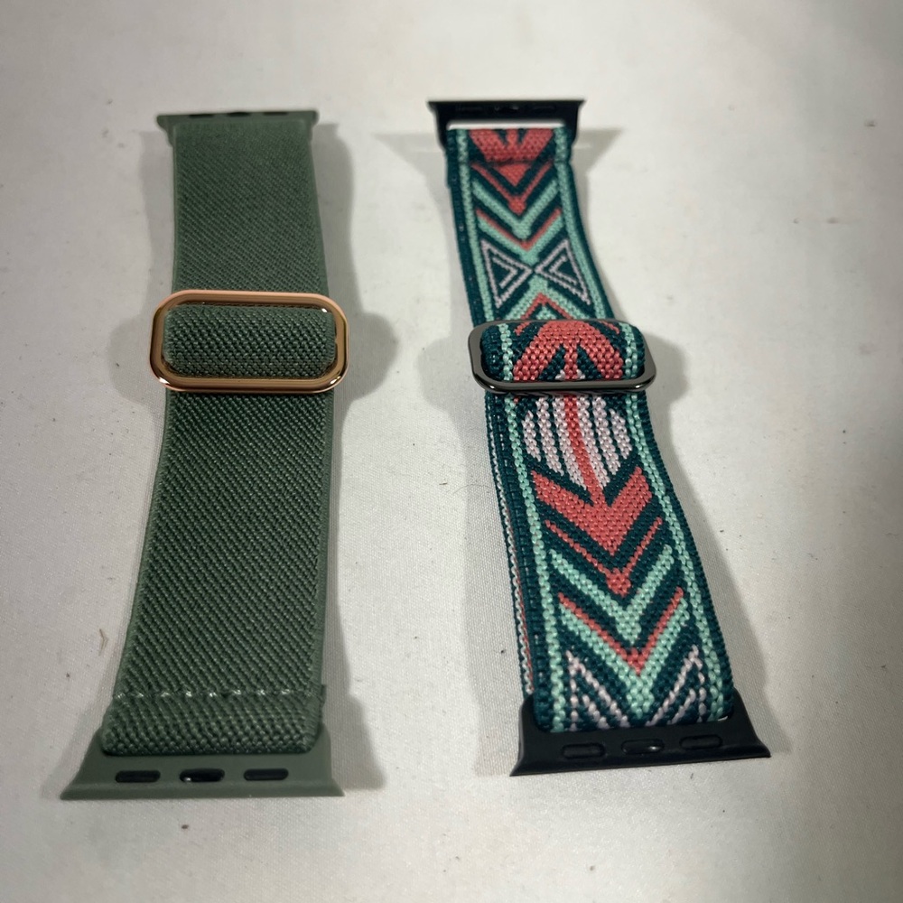MALEDAN APPLE STRETCHY‎ NYLON WATCH BAND COMP 38, 40, 41, 42mm SET OF 2 NEW